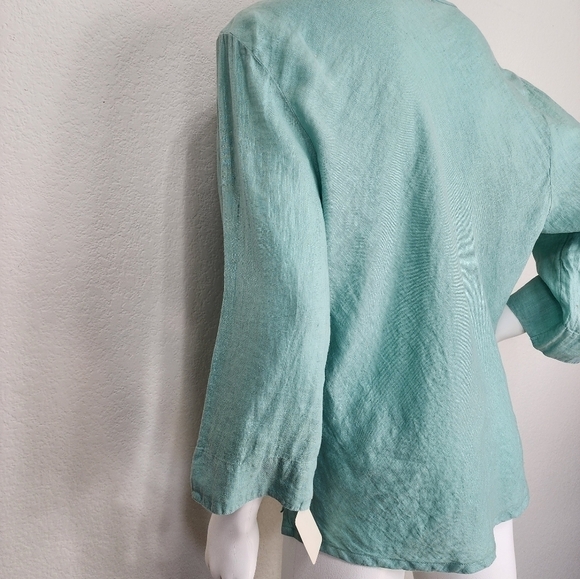 NWT Russ Berens Blue Linen Pullover Top Size 10 - Picture 7 of 11
